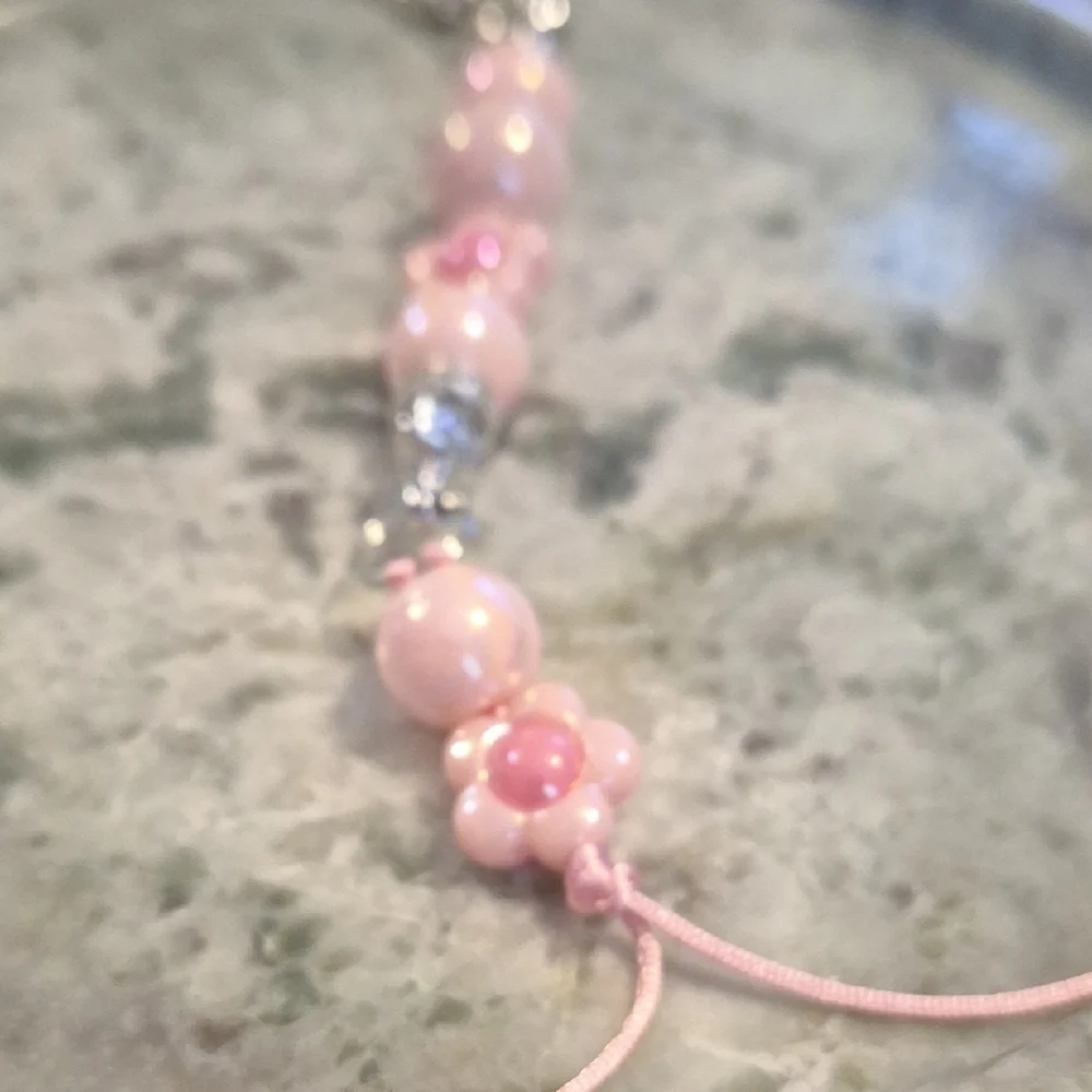 Adorable Pink Beaded Bag Charms Keychains
